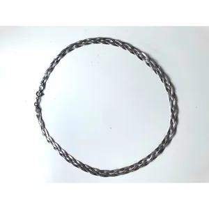 Vintage 90s Quiet Luxury Liquid Silver Woven Braided Herringbone Chain Necklace thumbnail 3