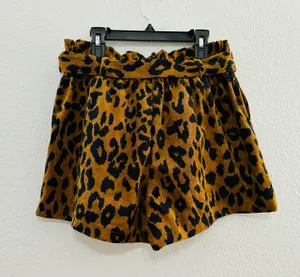LA Corduroy Cheetah belted paper bag Shorts brown black Size Medium thumbnail 2