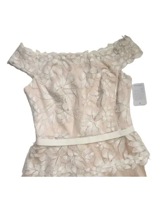 NWT TADASHI SHOJI Adriane in Ivory Petal Floral Embroidered Tea Midi Dress 12 thumbnail 8