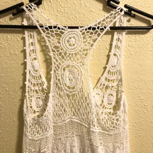 Boho Gypsy Beach Swim Cover Up White S thumbnail 7