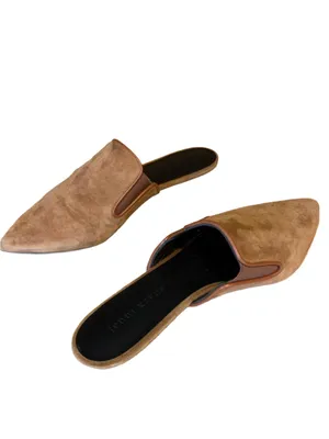 Jenni Kayne Handcrafted Cognac Brown Suede Leather Slide Mule Slides (36) thumbnail 3