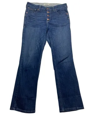Ariat size 31 short high rise straight Real Denim Jeans Blue Stitching cowgirl r thumbnail 1