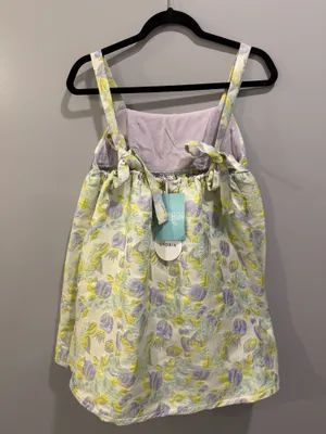 Storia Brocade Print Floral / Leaf Detail Ribbon Strap A-Line Babydoll Dress thumbnail 5