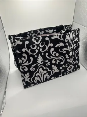 Thirty One All in one organizer bag black parisian print small tote carry all thumbnail 5