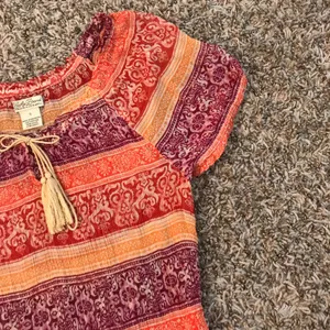 Lucky Brand semi-sheer cinched neckline tie neck blouse thumbnail 4