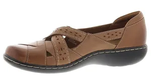 Clarks Womens Loafers Sz 10W Tan Ashland Spin Q Leather Mary Jane Comfort thumbnail 1