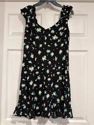 FREE PEOPLE WOMENS LIKE A LADY SLEEVELESS PRINTED MINI DRESS, BLACK, Medium NWT thumbnail 6