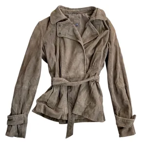 Gap Edition Dark Brown Genuine Leather Suede Belted Coat Jacket Small 854926-00 thumbnail 1