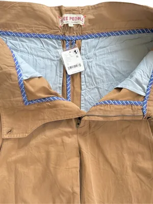 NWT Free People Wide Leg Buckle Back Pants Tobacco Brown Size 12 Retail $148.00 thumbnail 12