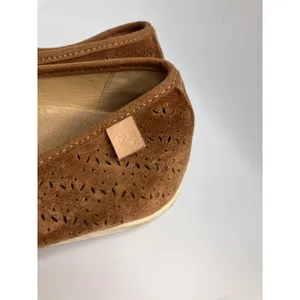 Spenco Siesta Loafers Womens 7.5 Brown Good Suede Laser Cut Perforated Slip On thumbnail 4