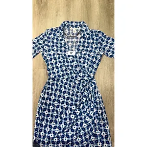 Maggy London Size 14 Blue Geometric Faux Wrap Stretch Career Dress thumbnail 8