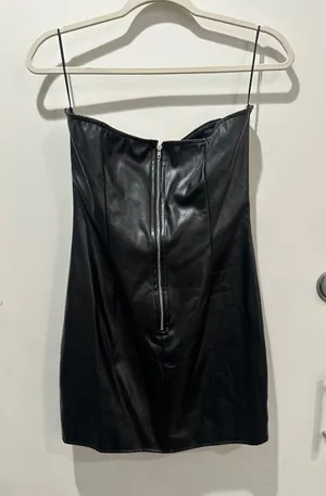 Leather Strapless Dress Size Medium Black thumbnail 2