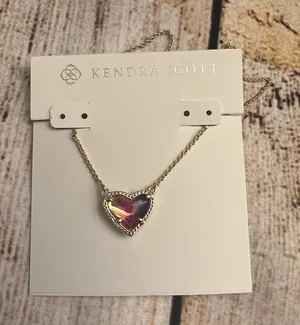 Kendra Scott Gold and Purple Heart Necklace thumbnail 1