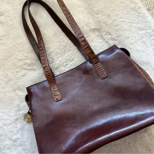 Brahmin Brown Leather And Croc Embossed Shoulder Bag thumbnail 2