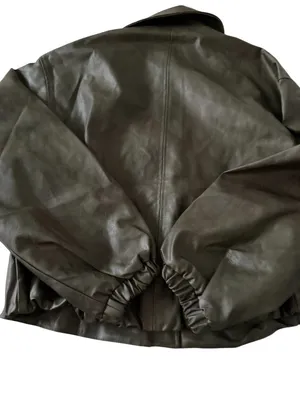 ELAN Olive Green Faux Leather Jacket Sz L NEW NWOT thumbnail 2