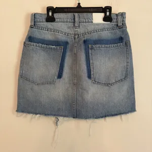NWT Pistola 26 Button Denim Jean Blue Mini Skirt Distressed Y2K Vibe Cali Preppy thumbnail 6