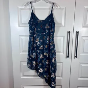 Lulus Blue Floral Asymmetrical Hem Slip Dress Size M thumbnail 3