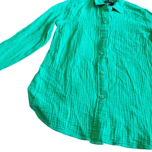 J. Crew Re-Imagined Classic Fit Gauze Button-Down Shirt Green Size 4 Women's thumbnail 9