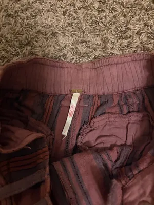Free People Striped Shorts Size 2 Orange Purple 100% Cotton Tie Belt Pockets thumbnail 2