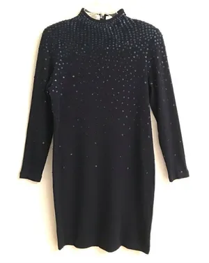 Dana Buckman long sleeve turtleneck wool sequin sweater dress M‎ thumbnail 1