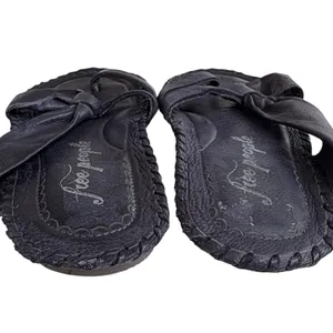Free People Leather Bailey Slip-On Sandals Navy Size 7.5 thumbnail 6