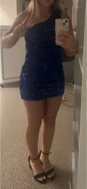 Sparkly Blue Homecoming Dress thumbnail 3