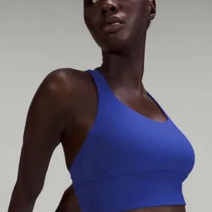 Lululemon athletica energy bra blue ribbed $78 limited edition active 8 workout thumbnail 1