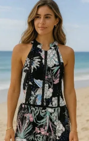 Jasse Endless Summer Maxi Dress Floral Halter Open Back‎ Bow Size XL thumbnail 1