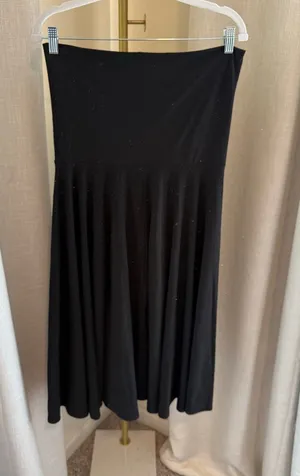 J. Crew Strapless Maxi Skirt Dress Size XL Black Flared A-Line Foldover Waist thumbnail 1