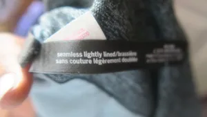 PINK Victoria's Secret seamless lightly lined sport sports bra sparkly pink on straps in gray and blue size medium. thumbnail 8