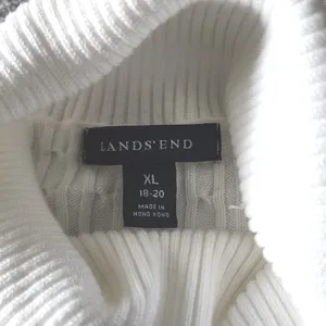 Lands End Preppy Turtleneck Womens XL White Cable Knit Classic Sweater thumbnail 3
