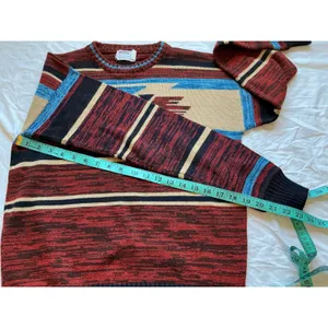 Vintage Montgomery Ward Western Knit Sweater Large Red/Black thumbnail 7