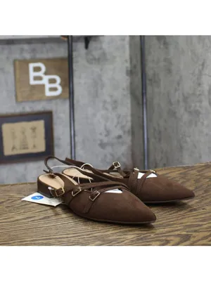 NWT A New Day Twiggy Multi Buckle Mini Heel Flats 94303757 Brown 7M thumbnail 2