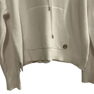 Michael Kors Women's White Ribbed Hoodie Sweater‎ Size M Pullover thumbnail 4