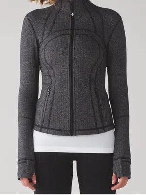 Lululemon Define Jacket Heathered Herringbone Gray Womens Size 4 thumbnail 2