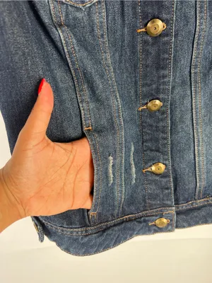 Boom‎ Boom Jeans Dark Wash Distressed Denim Vest Medium thumbnail 6