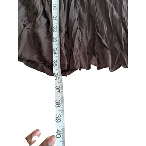 Christopher & Banks Long Flowy Stretchy Chocolate Brown Pleated Maxi Elastic Waist Skirt Size M Boho thumbnail 7