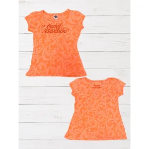 Harley-Davidson Nags Head NC Orange Swirl Graphic Tee Womens XL Made in USA thumbnail 2