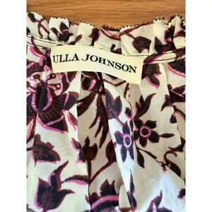 Ulla Johnson Asis Midi Dress Cotton Silk Batik Floral Tiered Purple Fuchsia 0 thumbnail 4
