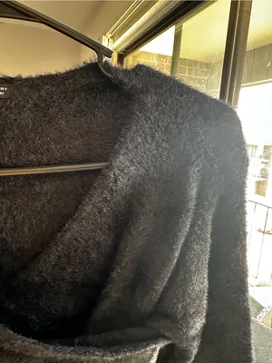 SHEIN Black Faux-Fur Eyelash Wrap Sweater thumbnail 3