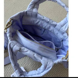 LuLulemon Quilty Pleasures Tote Bag Mini Light Blue Quilted Shoulder Bag thumbnail 6