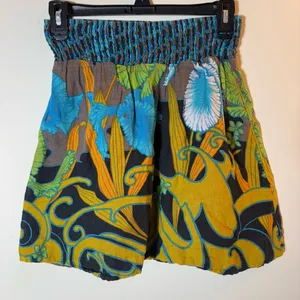 Free People Tropical Linen Cotton‎ Smocked Waist Skirt Size Small thumbnail 1