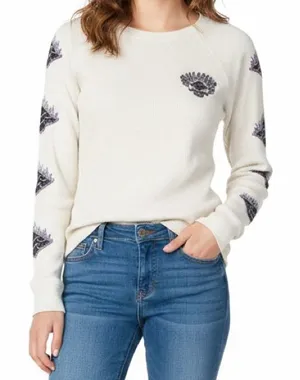 Billabong Waffle Knit Long Sleeve Top XS Cream Graphic Thermal Surf Casual Shirt thumbnail 1