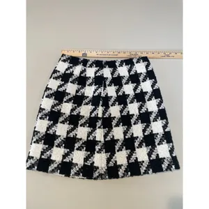 LOFT Skirt Black White Houndstooth Fully Lined Mini Size 4 thumbnail 4