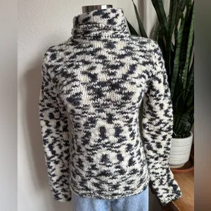 Vintage Y2K Wool Turtleneck Sweater Black White Knit Y2K Teacher small Gap‎ thumbnail 7