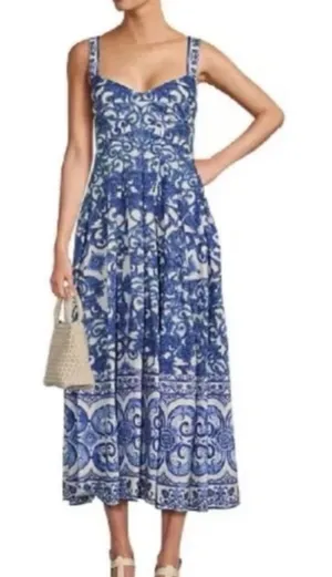 Antonia Melani Women's 8 Gabriela Printed Cotton Poplin Lined Midi Dress thumbnail 1