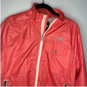 North Face Full Zip Windbreaker Jacket Women's Size Medium Lined Hiking Pink thumbnail 3