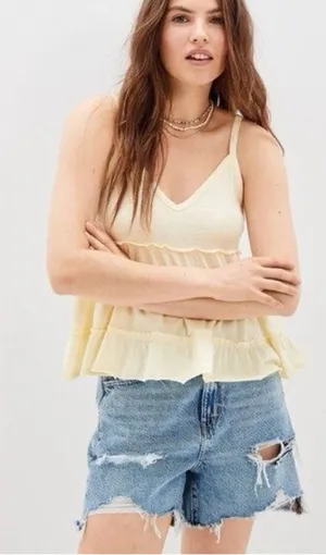 American Eagle Size Small Yellow Peplum Tank Top thumbnail 1