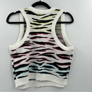 525 America Zebra Crop Sweater Vest Large NWT Y2K Colorful Knit Tank thumbnail 3