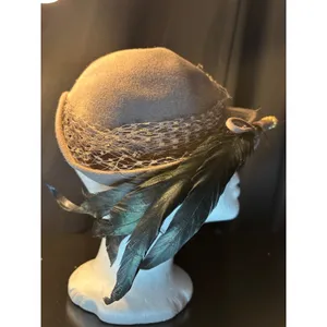 Vintage‎ Linda Jane Hollywood Styles Felt Hat Henry Pollak Ferry Felt Taupe 22 thumbnail 5